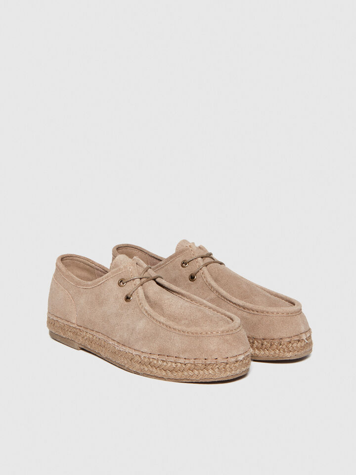 Lace-up espadrilles in suede - men's shoes - Beige | Sisley image number 1